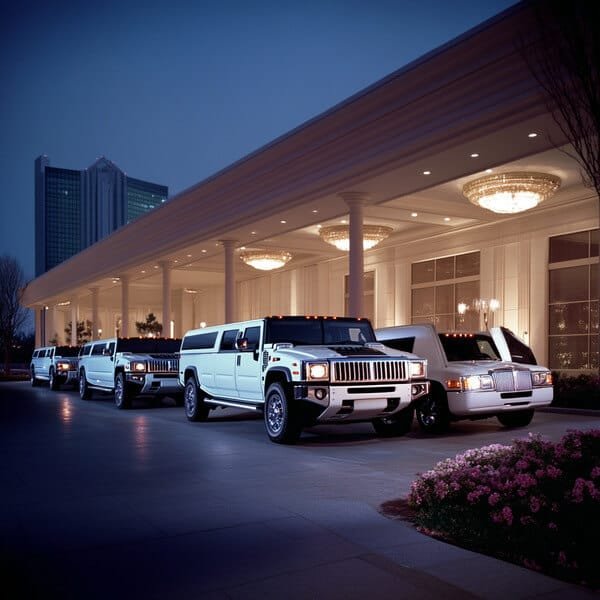 Limuzinai eileje AI generated