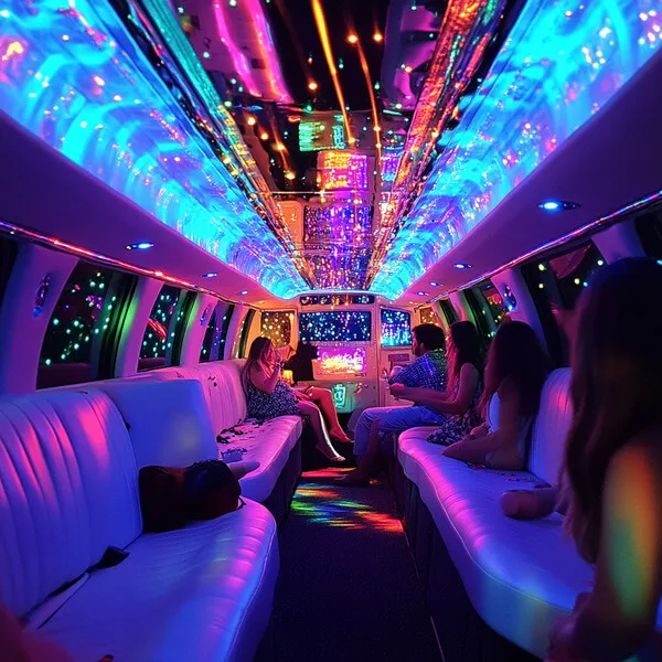 Vakaro Kelionė Limuzinu Su Šviesų Efektais